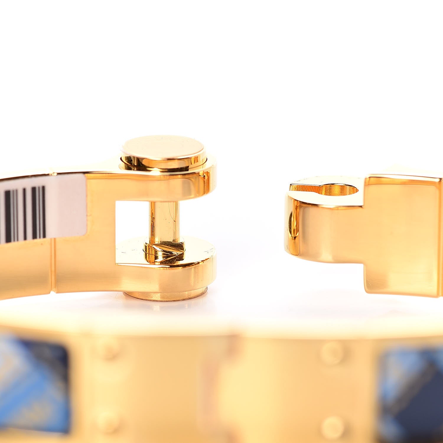 Hermes Enamel Printed Narrow Bolduc Au Carre Hinged Bracelet S Bleu Fumoir 4 of 5