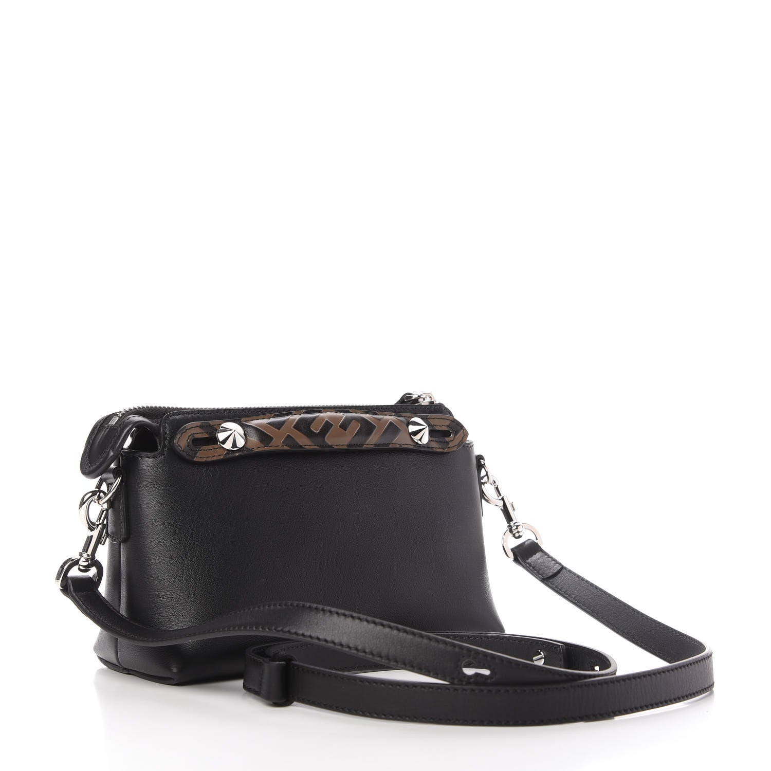 Fendi Vitello Dolce Bi-Color FF 1974 Embossed Mini By The Way Boston Bag Black Maya 3 of 10