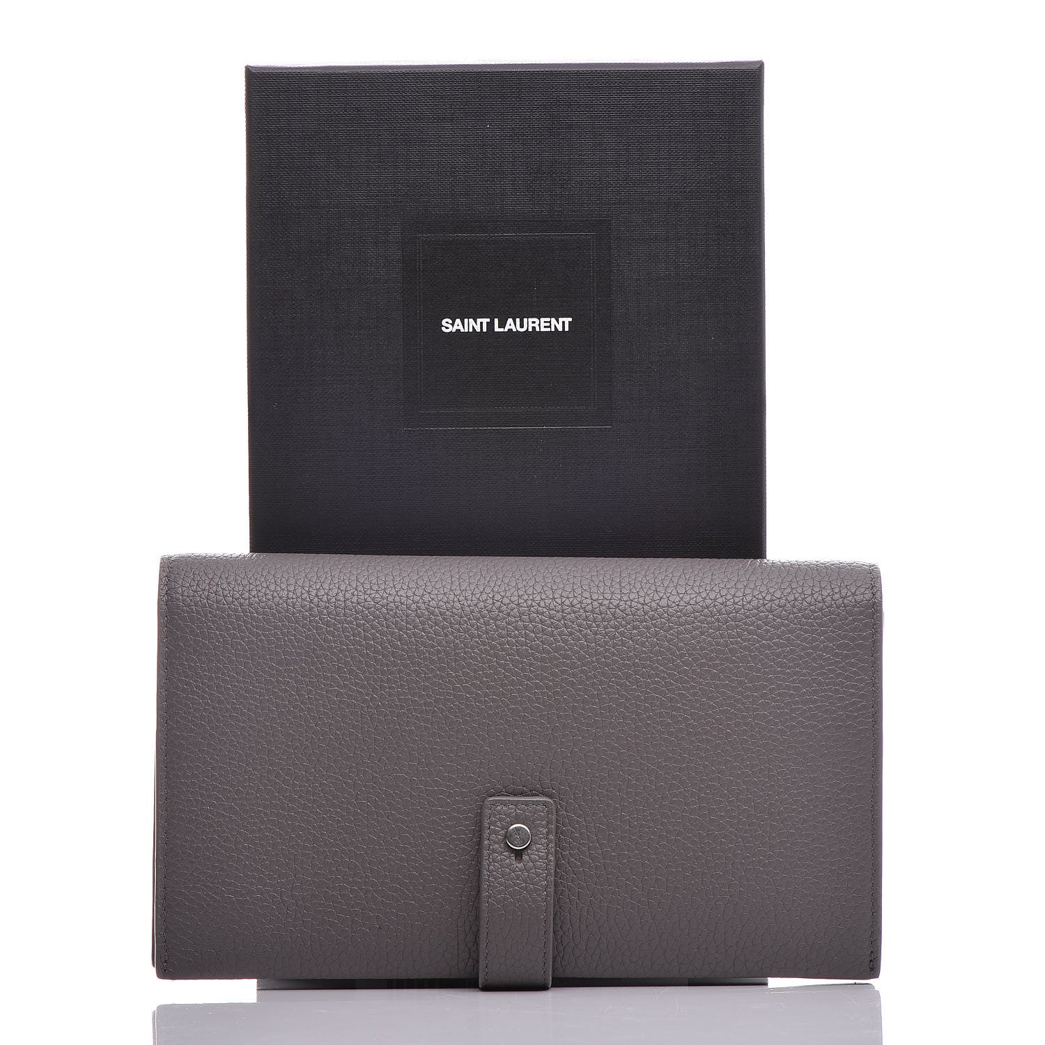 Saint Laurent Grained Calfskin Sac De Jour Souple Thin Wallet Fog 14 of 14