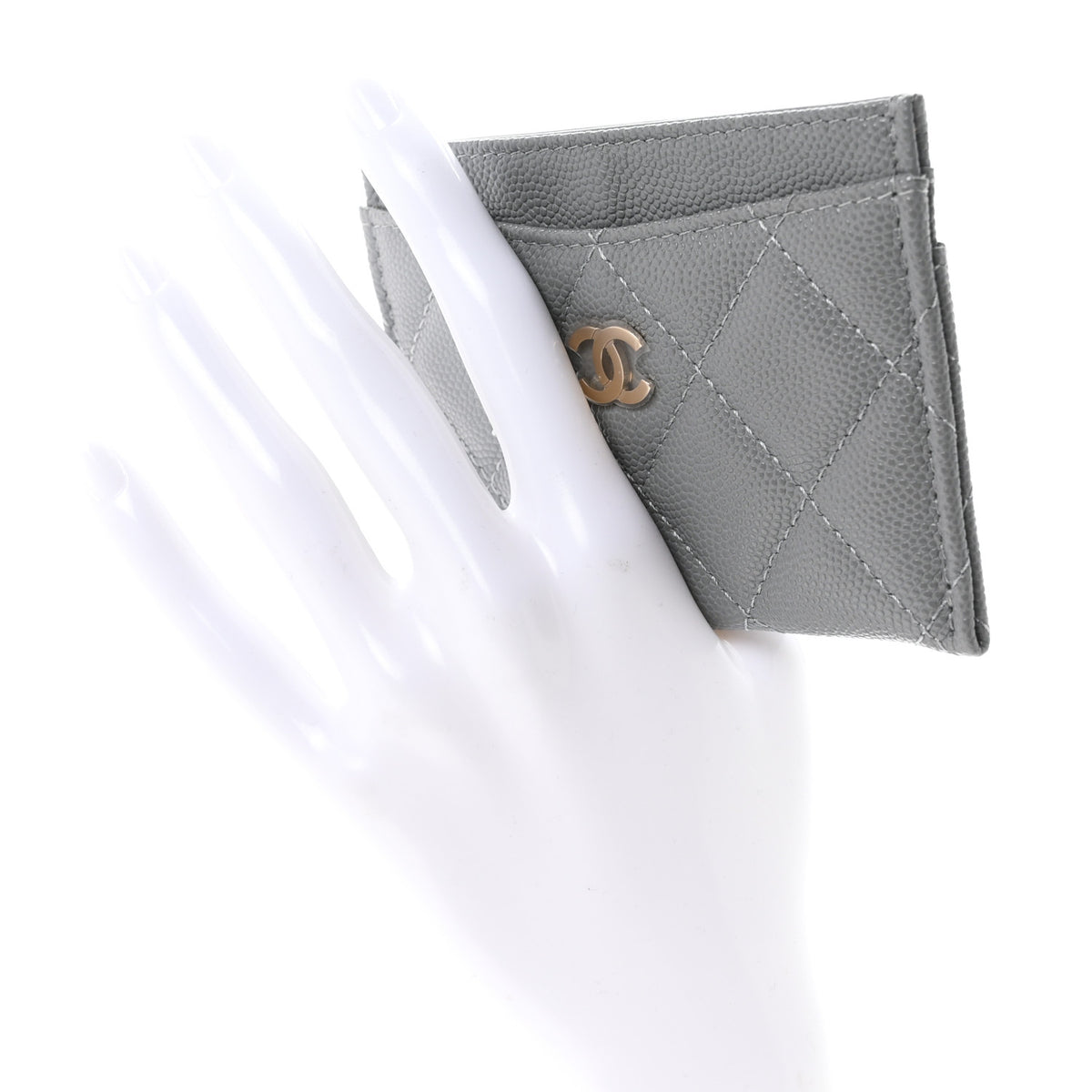 Chanel Caviar Quilted Card Holder Grey 2 of 9