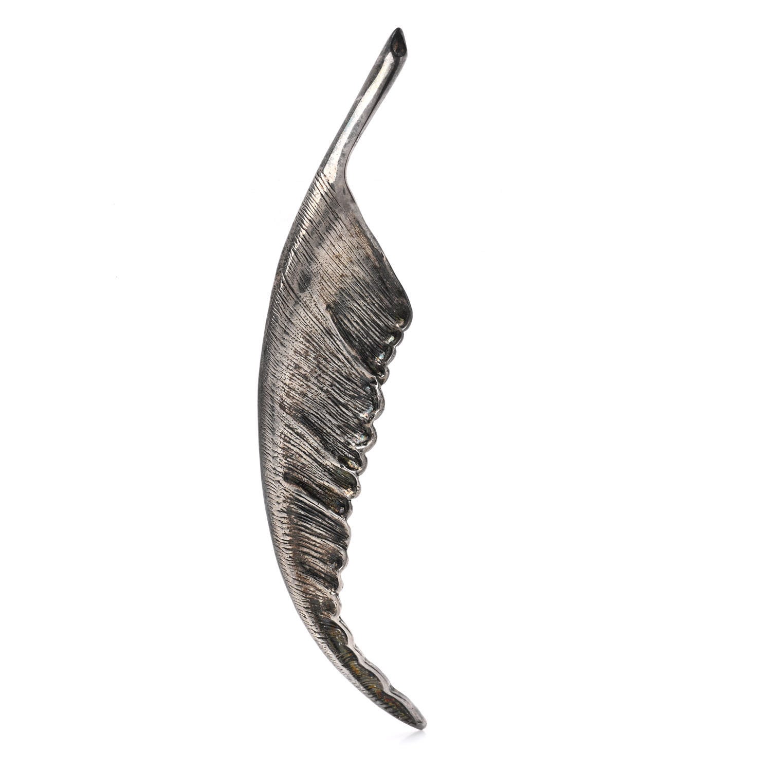 Saint Laurent Brass Leaf Brooch Silver 1 of 7