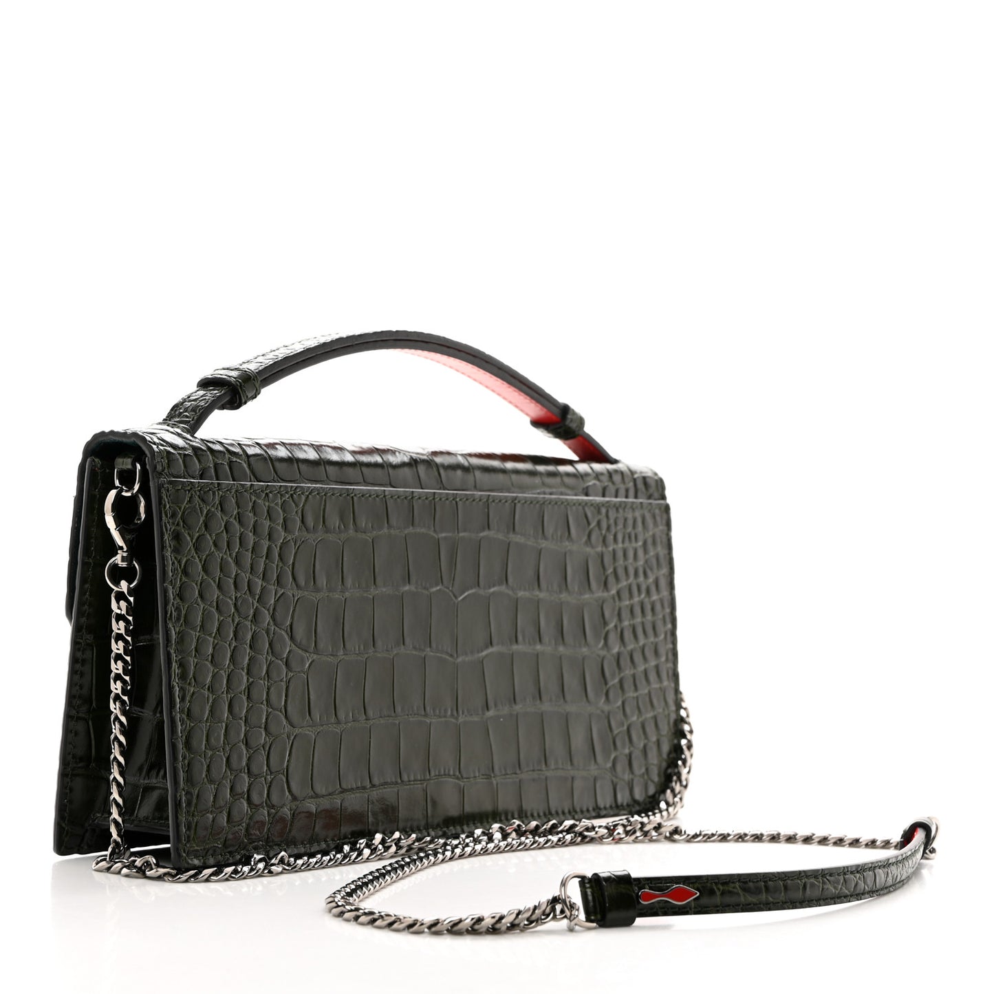 Calfskin Alligator Embossed Elisa Baguette Forest Night