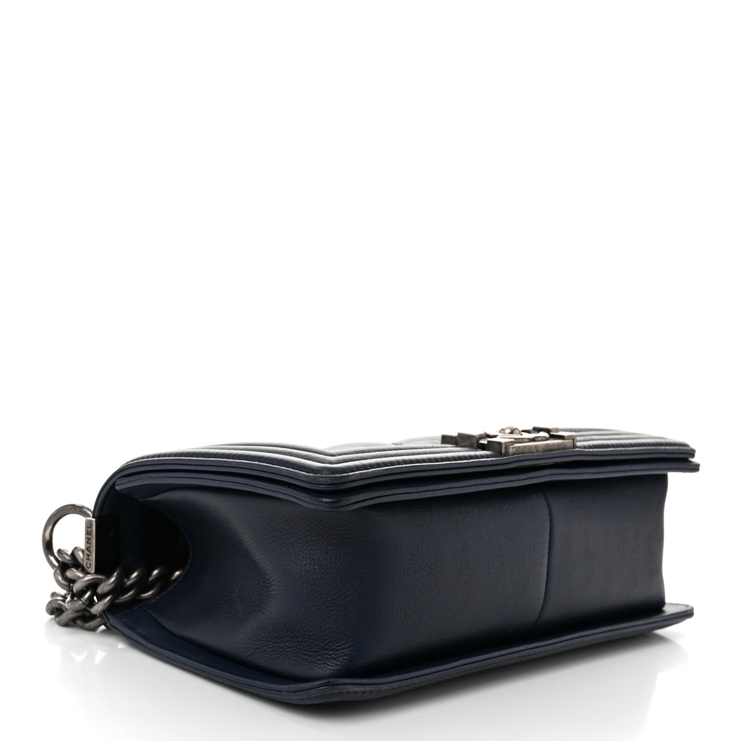 Chanel Calfskin Double Stitch Medium Boy Flap Navy Blue 4 of 10
