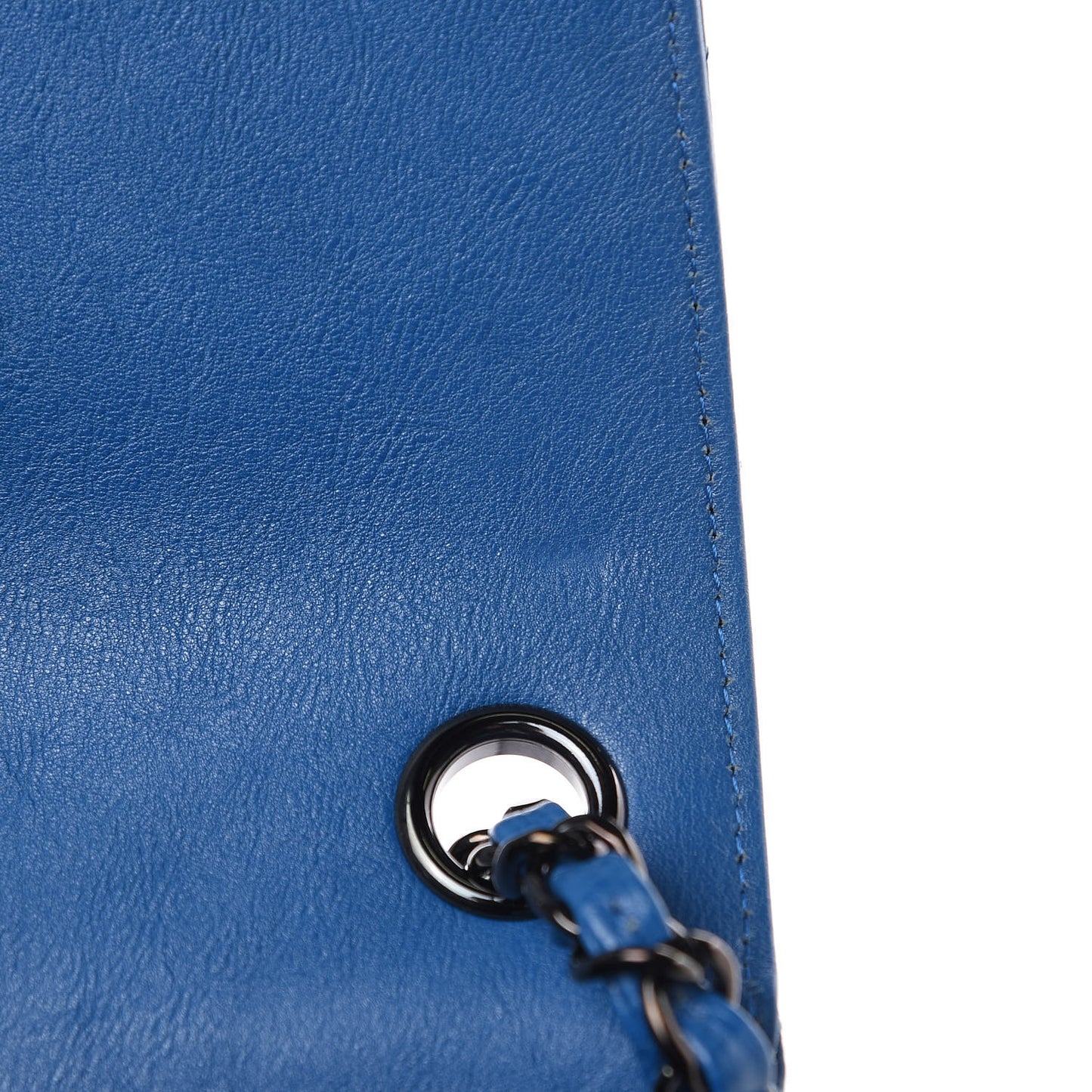 Crumpled Calfskin Quilted Mini Square Flap Blue
