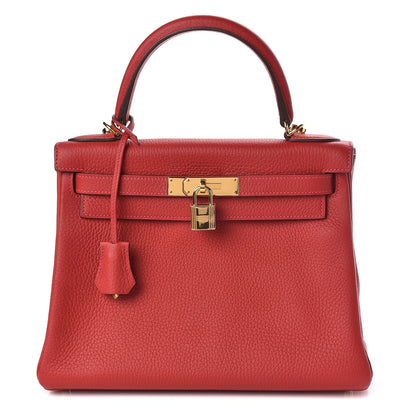 Hermes Taurillon Clemence Kelly Retourne 28 Rouge Casaque 1 of 11