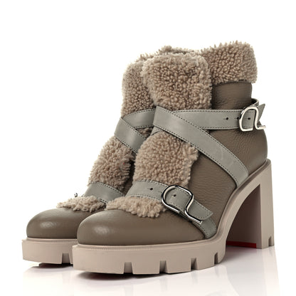 Christian Louboutin Calfskin Shearling Pole Chic 70 Booties 40.5 Champignon 3 of 9