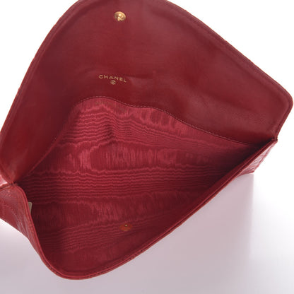 Chanel Lambskin Diamond Stitched Pouch Red 5 of 8