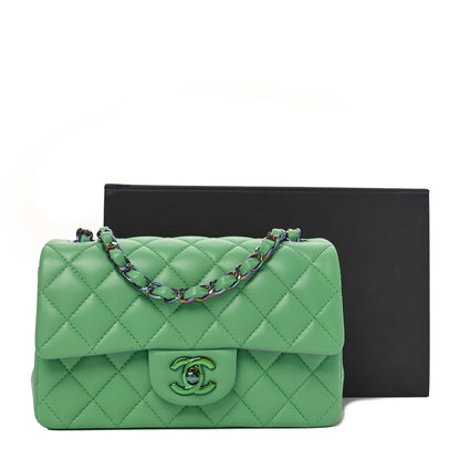 Chanel Lambskin Quilted Mini Rectangular Flap Green Blue 10 of 10