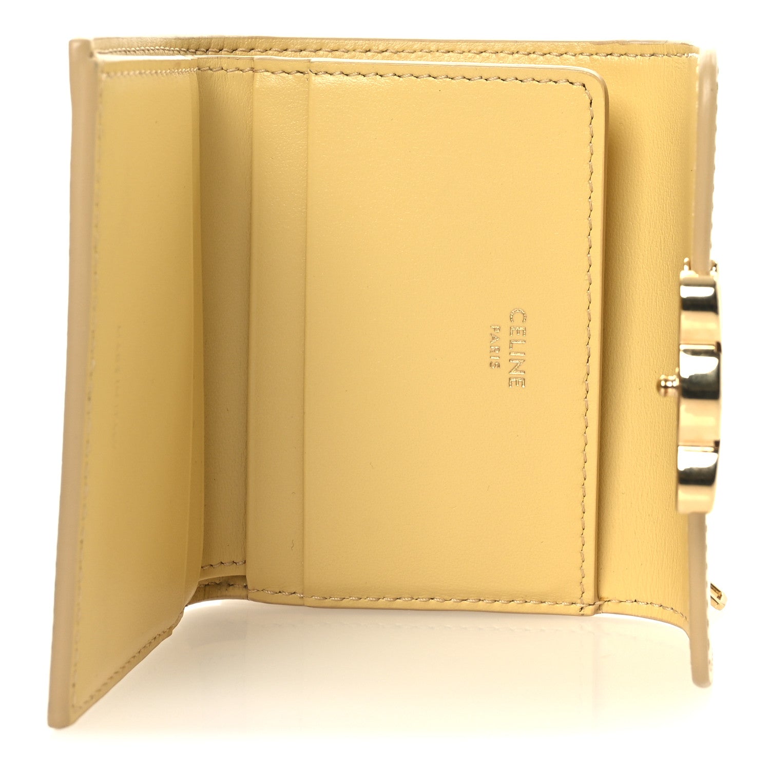 Celine Shiny Calfskin Compact Triomphe Wallet With Coin Purse Pollen 5 of 11