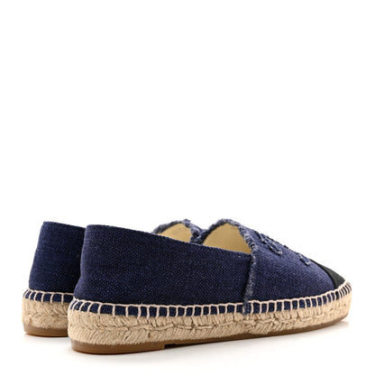 Chanel Denim Toile CC Espadrilles 37 Navy Black 4 of 9