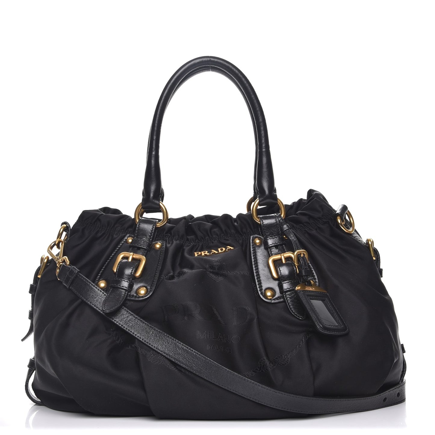 Prada Tessuto Nylon Jacquard Logo Tote Nero Black 231909