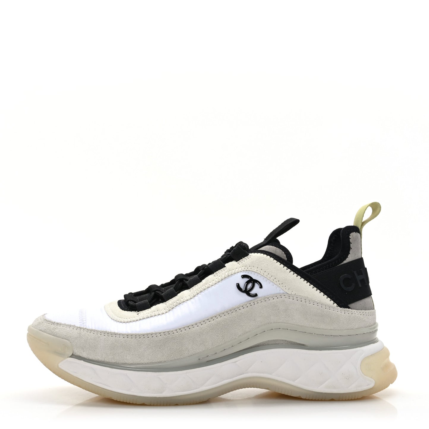 Velvet Calfskin Mixed Fibers CC Sneakers 38 Ivory Black