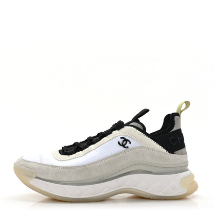 Chanel Velvet Calfskin Mixed Fibers CC Sneakers 38 Ivory Black 1 of 7