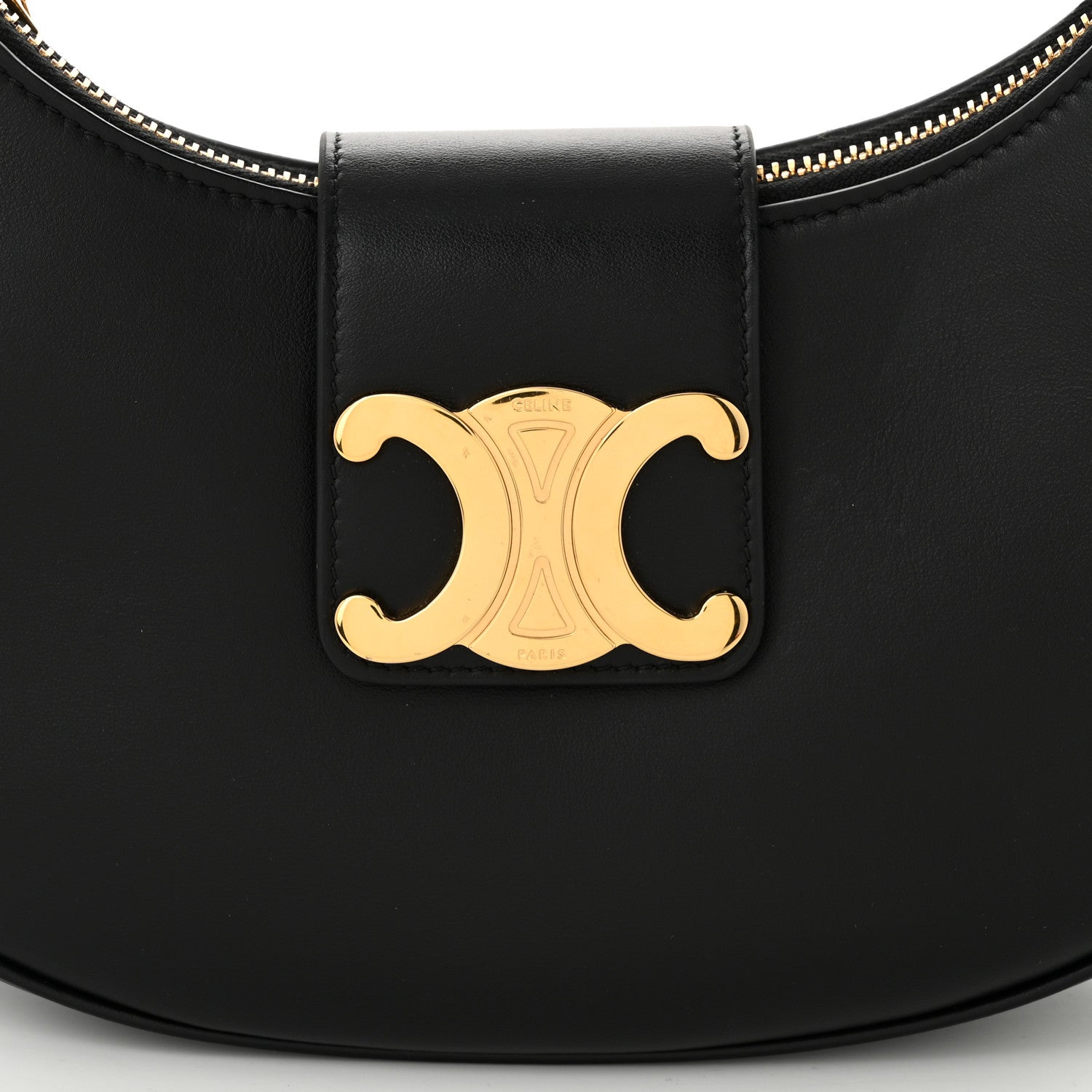 Celine Smooth Calfskin Medium Strap Ava Triomphe Shoulder Bag Black 8 of 11