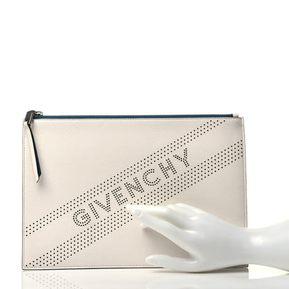 Givenchy Lambskin Medium Perforated Clutch White 2 of 7