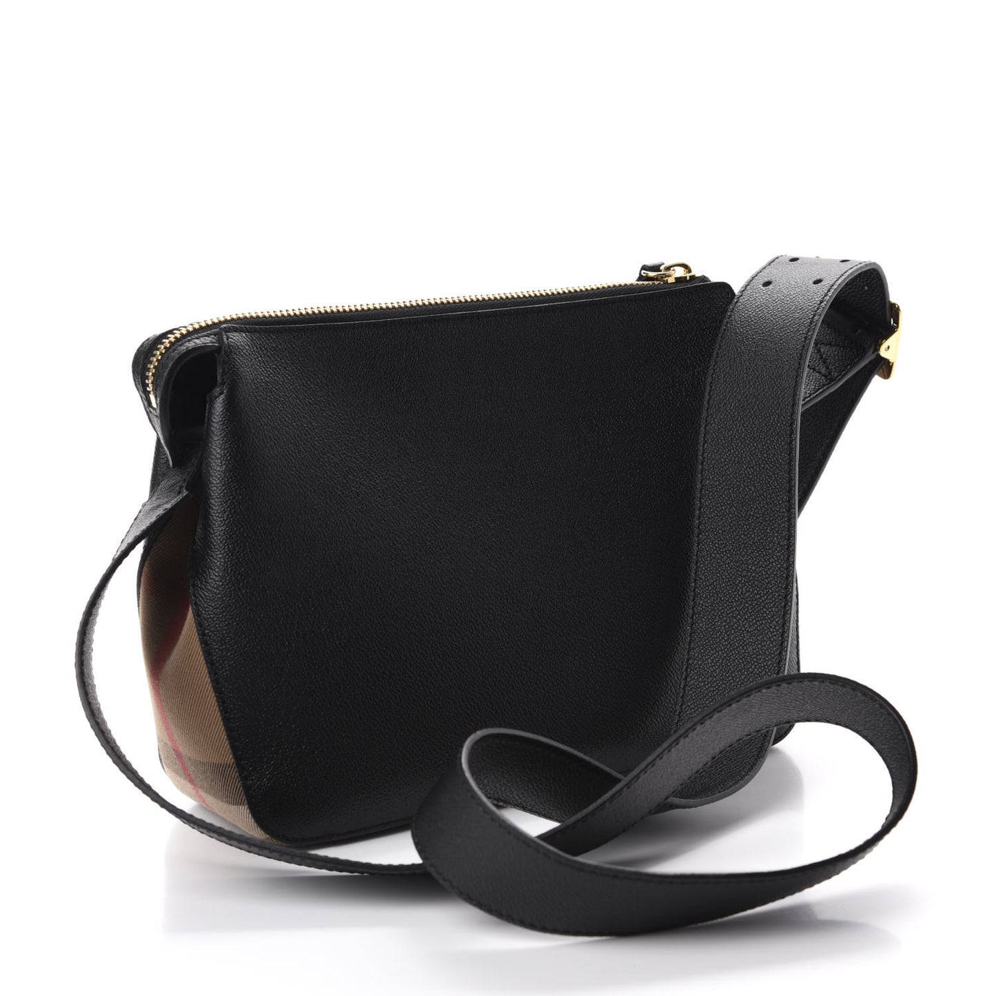 Soft Grain Calfskin House Check Small Helmsley Crossbody Black