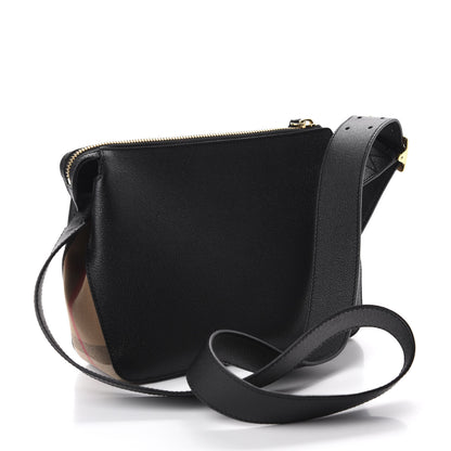 Burberry Soft Grain Calfskin House Check Small Helmsley Crossbody Black 3 of 10