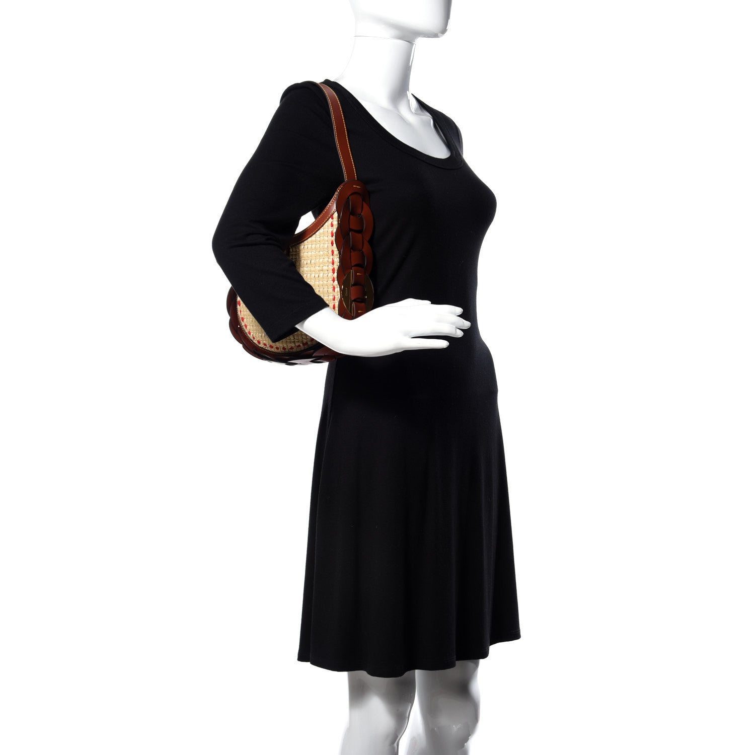 Chloe Calfskin Raffia Embroidered Small Darryl Crossbody Brown 2 of 9