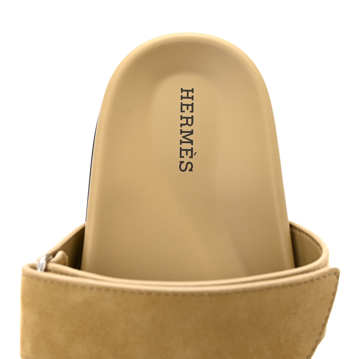 Hermes Suede Goatskin Womens Chypre Sandals 37.5 Beige Lin 9 of 10