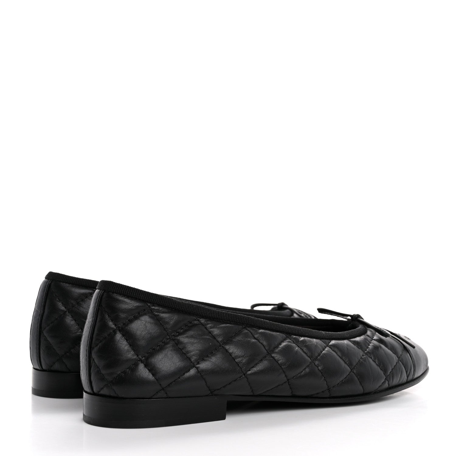 Chanel Aged Calfskin Quilted CC Cap Toe Ballerina Flats 36.5 Black 5 of 11