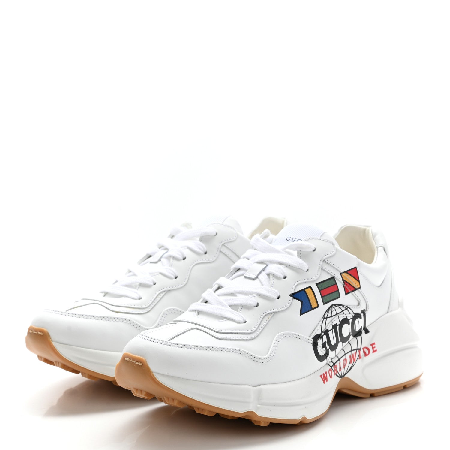 Gucci Calfskin Worldwide Womens Rhyton Sneakers 37 Great White 3 of 8