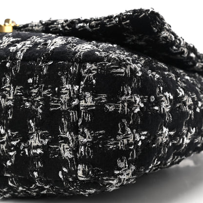Chanel Tweed Quilted Maxi Chanel 19 Flap Black Silver Ecru 9 of 11