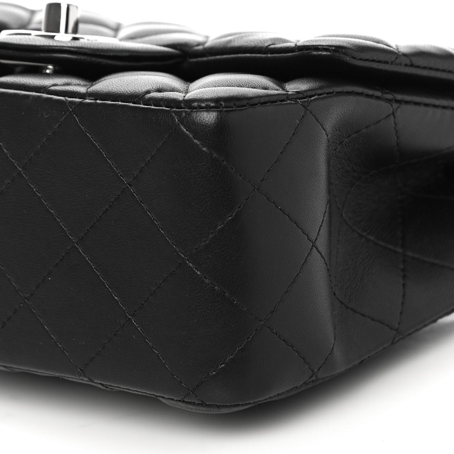 Lambskin Quilted Mini Square Flap Black