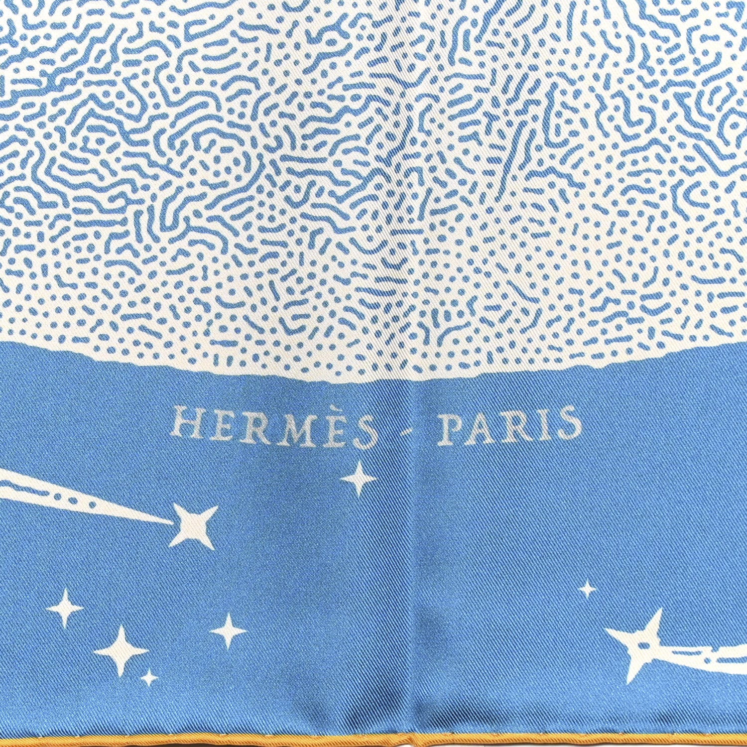 Hermes Silk Clair De Lune Double Face Scarf 90 Black Jaune D'Or Bleu 4 of 10