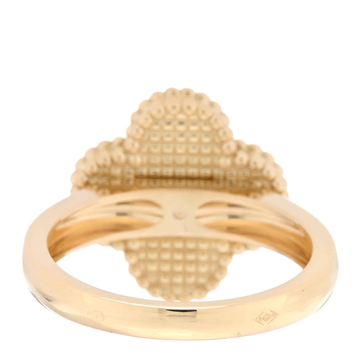 Van Cleef & Arpels 18K Yellow Gold Diamond Black Onyx Vintage Alhambra Ring 54 6.75 3 of 5