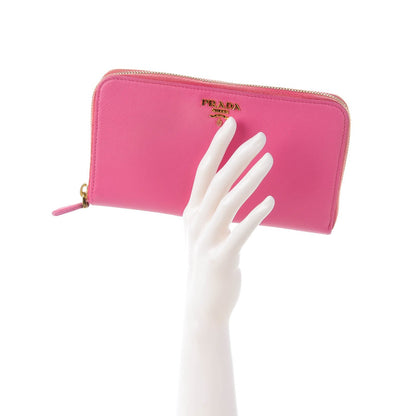 Prada Saffiano Metal Zip Around Wallet Geranio 2 of 9