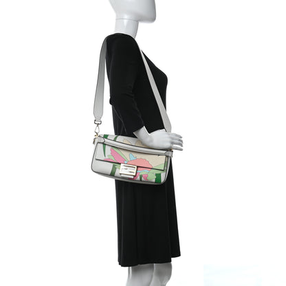 Fendi Vitello Seta Daisy Inlay Baguette White Ice Multicolor 2 of 8