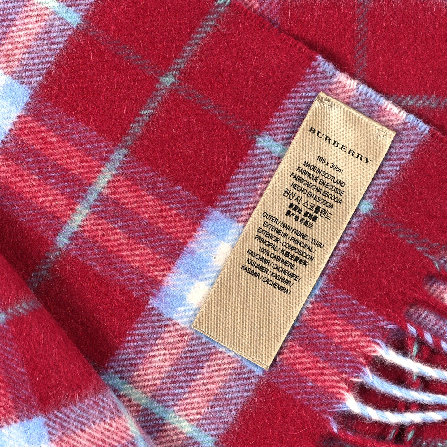 Cashmere Vintage Check Scarf Damson Pink