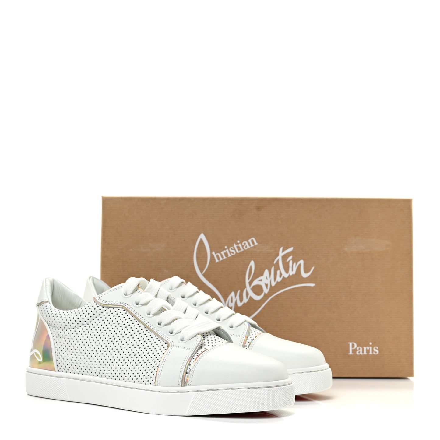 Calfskin Perforated Patent Vieira Flat Sneakers 38 White