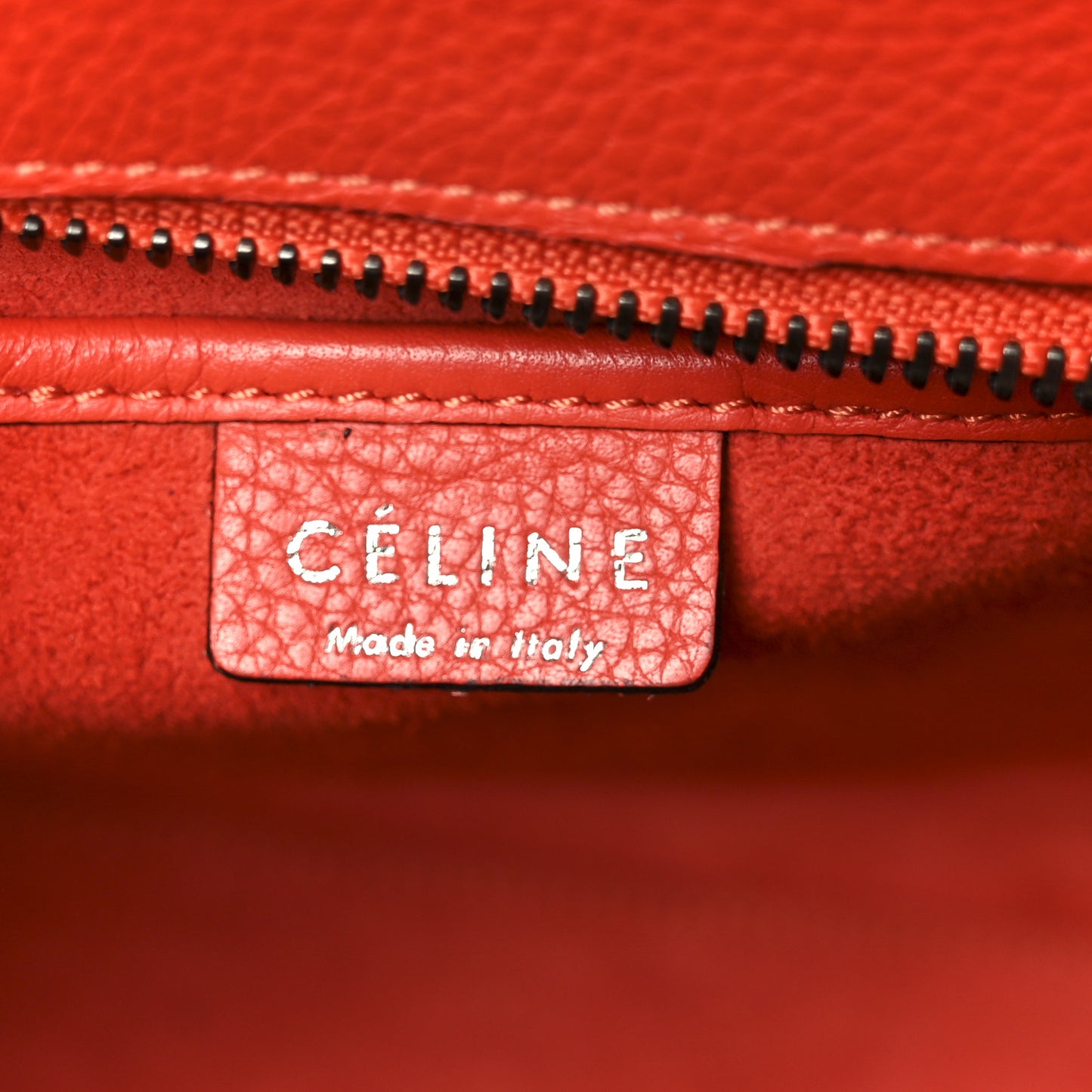 Drummed Calfskin Nano Luggage Vermillion