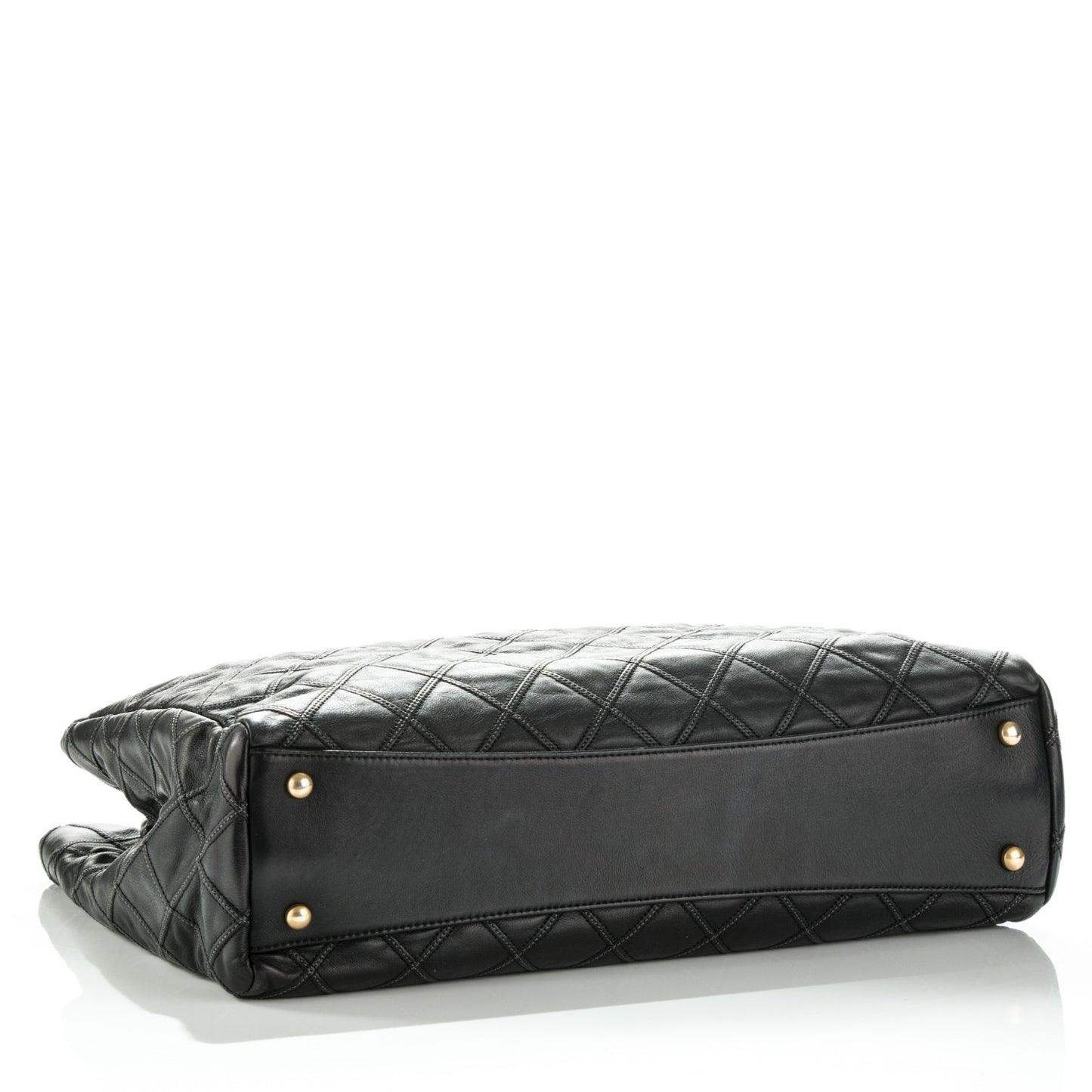 Calfskin Stitched Thin City Tote Black