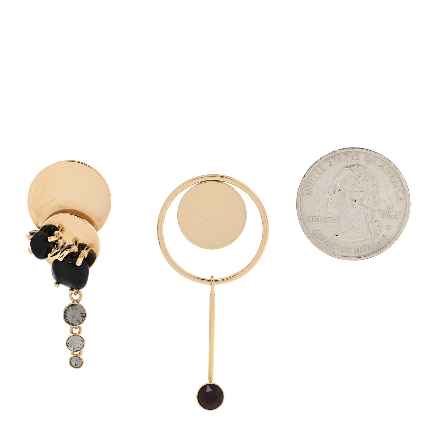 Crystal Circle Drop Earrings Gold