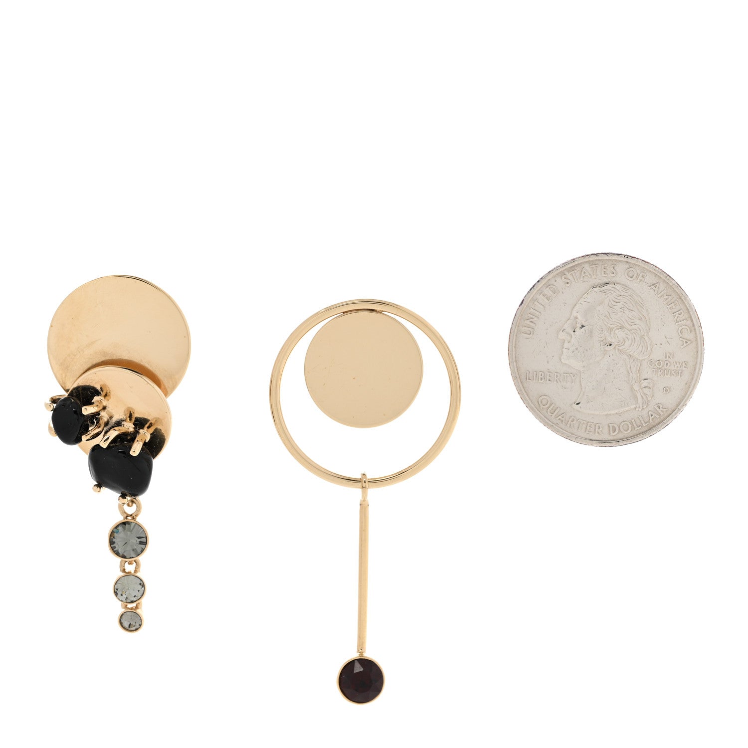 Christian Dior Crystal Circle Drop Earrings Gold 2 of 5