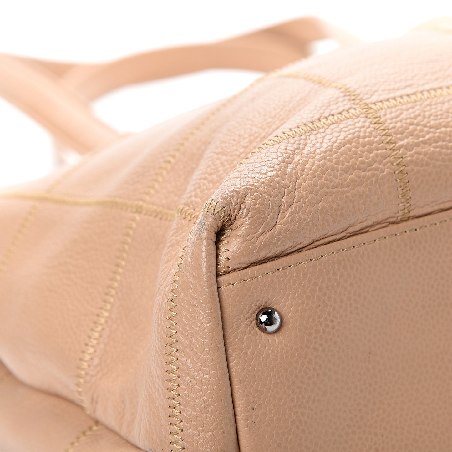 Caviar Square Stitched Tote Beige