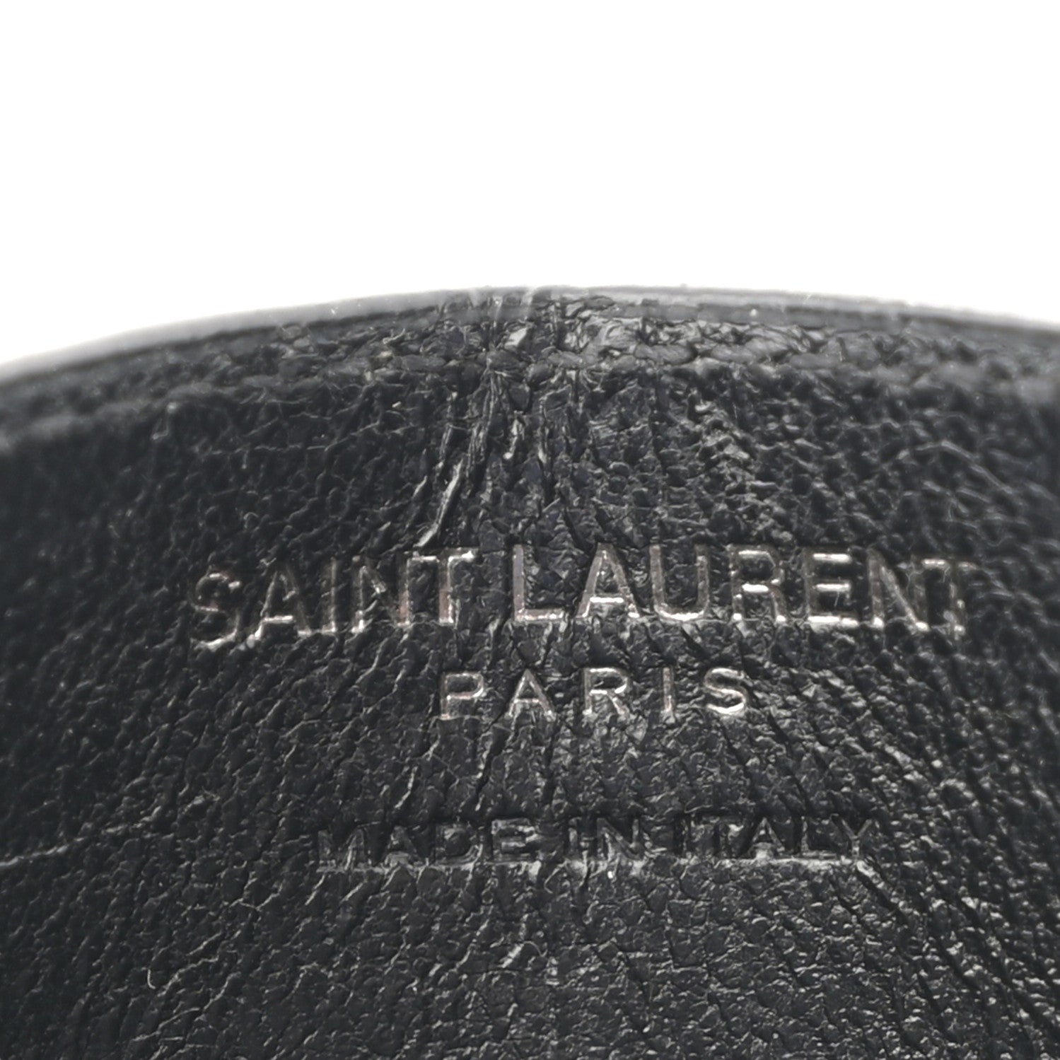 Saint Laurent Calfskin Crocodile Embossed Monogram Credit Card Case Black 6 of 8