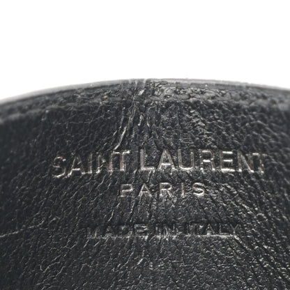 Saint Laurent Calfskin Crocodile Embossed Monogram Credit Card Case Black 6 of 8