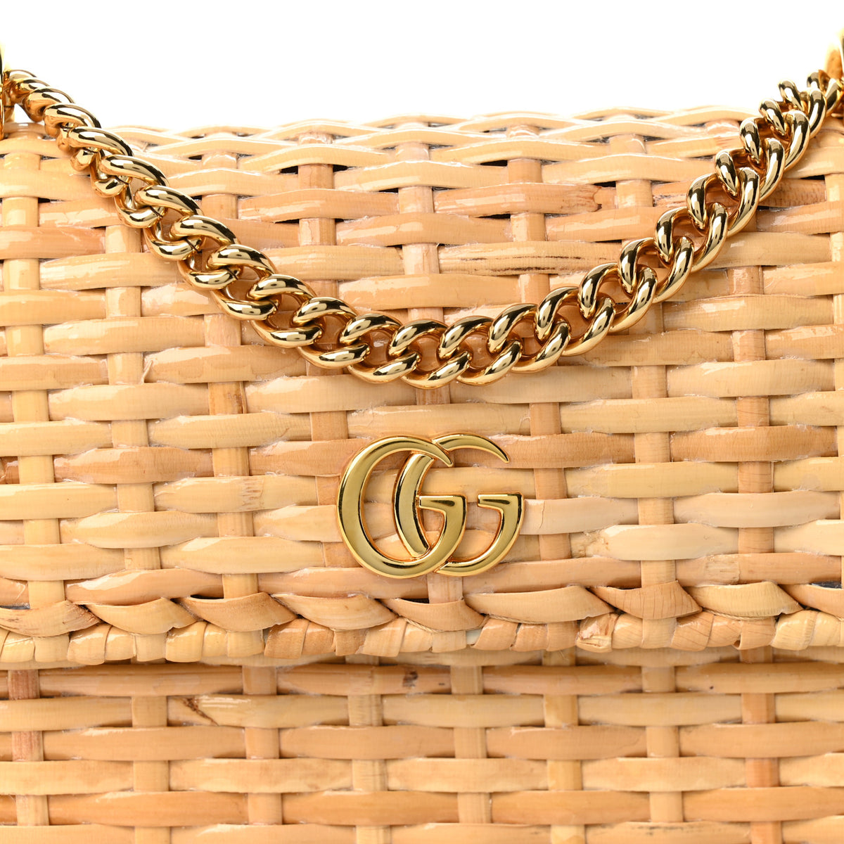 Glazed Wicker Mini Cestino Shoulder Bag Natural