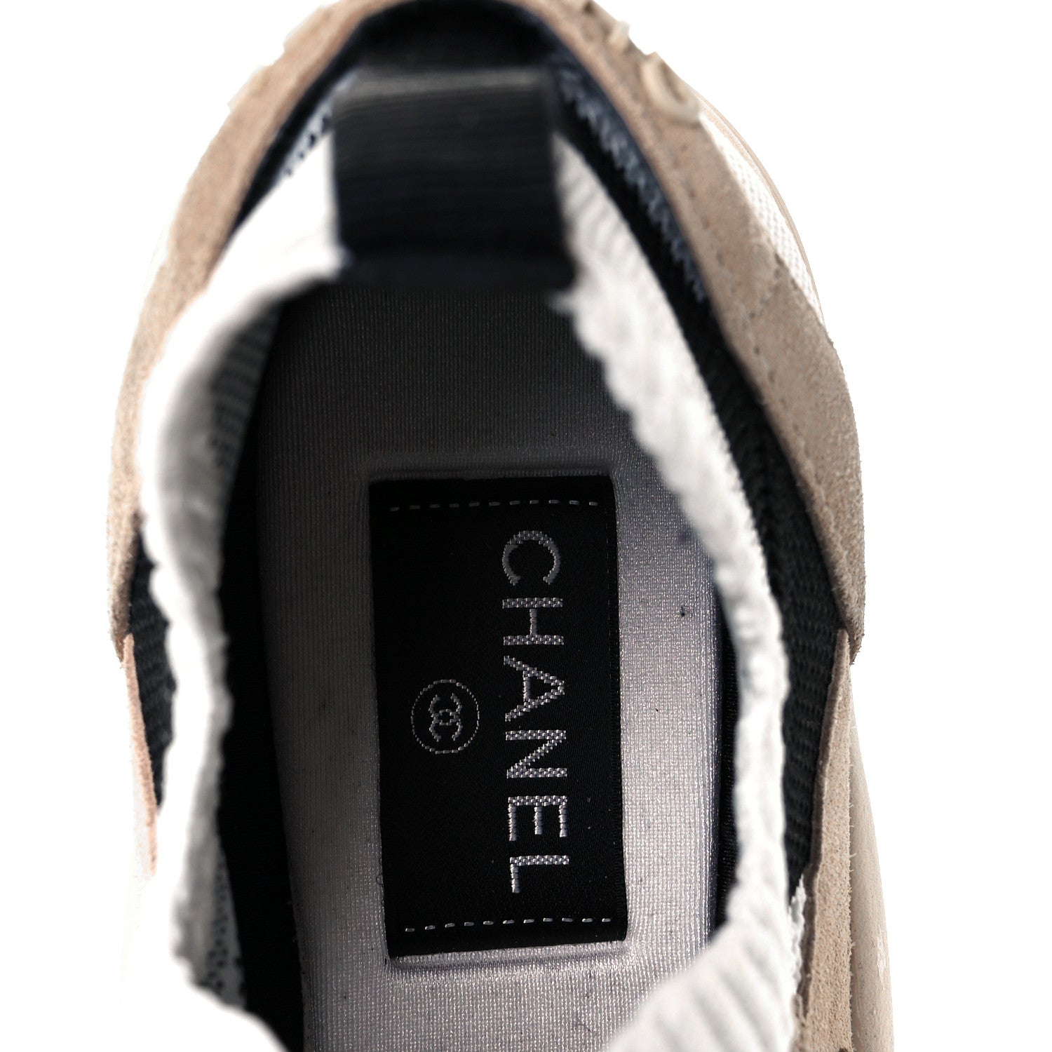 Chanel Mesh Suede Fabric Womens CC Sneakers 40 White Ivory Light Beige 16 of 20
