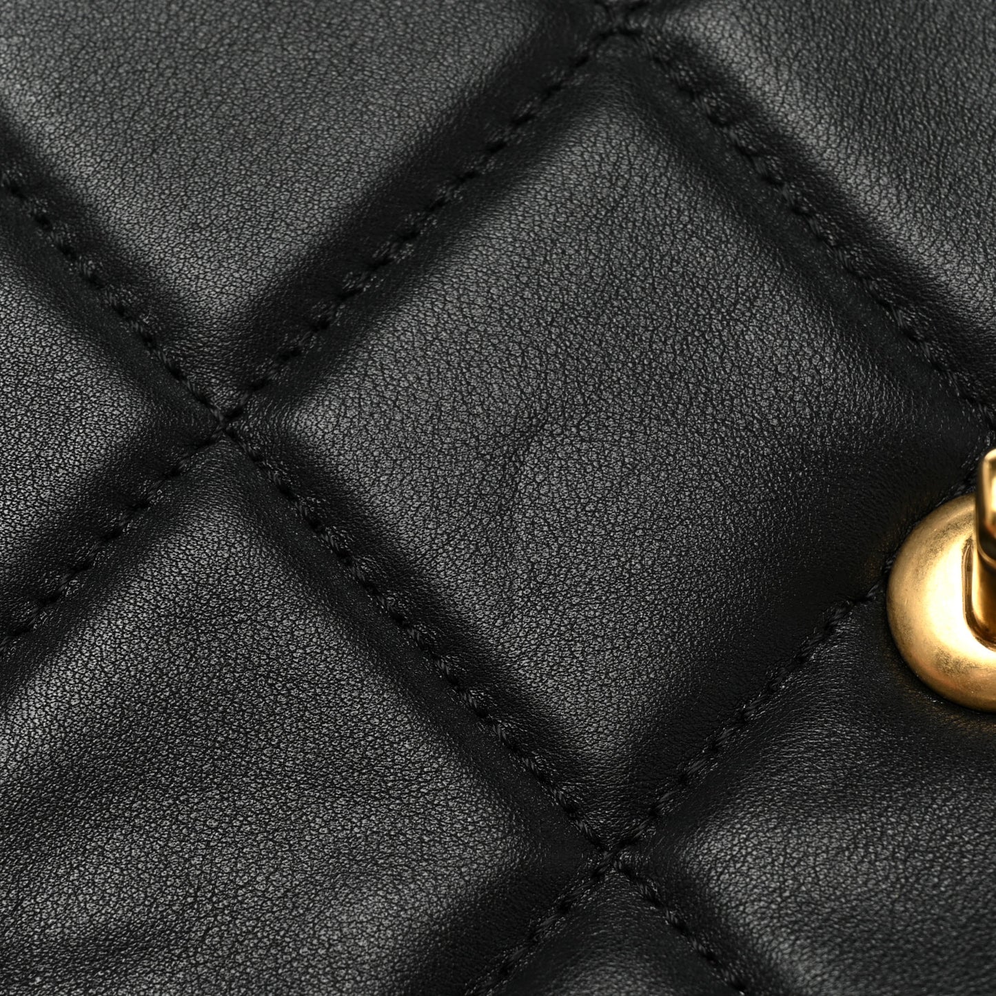Calfskin Resin Quilted Mini Flap Black