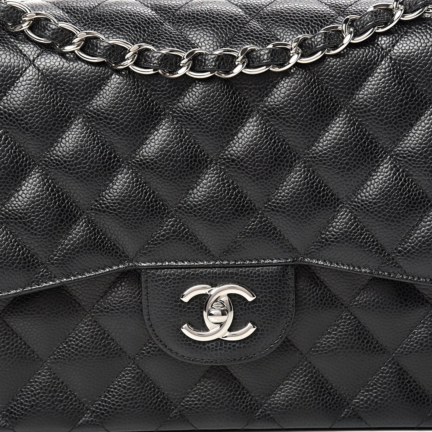 Caviar Quilted Jumbo Double Flap Black