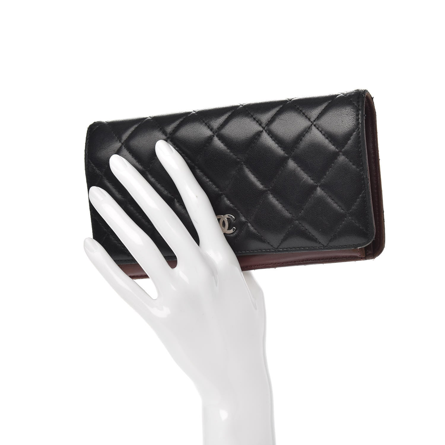 Chanel Lambskin Quilted Yen Wallet Black 2 of 15