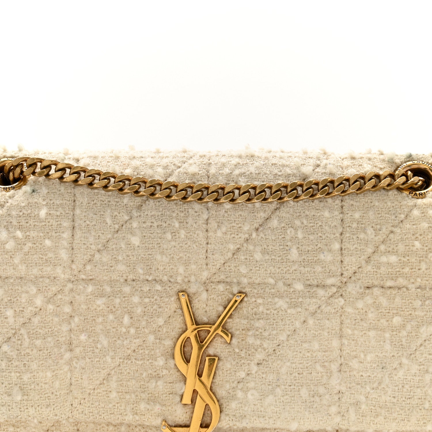 Saint Laurent Boucle Tweed Patchwork Monogram Medium Jamie Baguette Craie 8 of 13