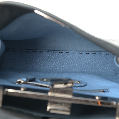 Fendi Cuoio Romano Alcantara Selleria Mini Peekaboo Iconic Satchel Asphalt Sky Blue 6 of 11