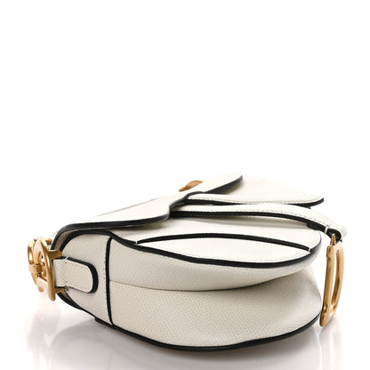 Christian Dior CHRISTIAN DIOR Grained Calfskin Mini Saddle Bag White 4 of 10