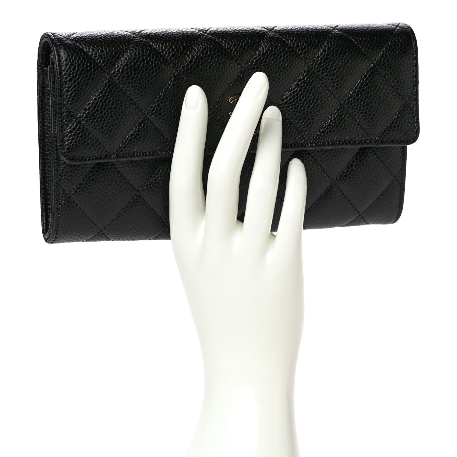 Chanel Caviar Quilted Large Gusset Flap Wallet Black 2 of 12