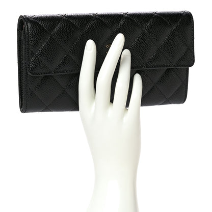 Chanel Caviar Quilted Large Gusset Flap Wallet Black 2 of 12